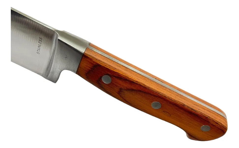 Cuchillo De Chef Profesional De 8 Pulgadas Acho En Acero Marrón