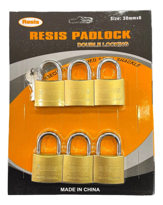 Set De 6 Candados De 38mm Igualados - Misma Llave Maestra