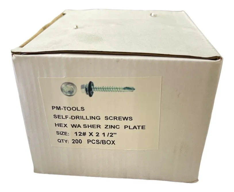 Tornillo Autoperforante Hex. 12 X 2-1/2 C/golilla 200 Unds