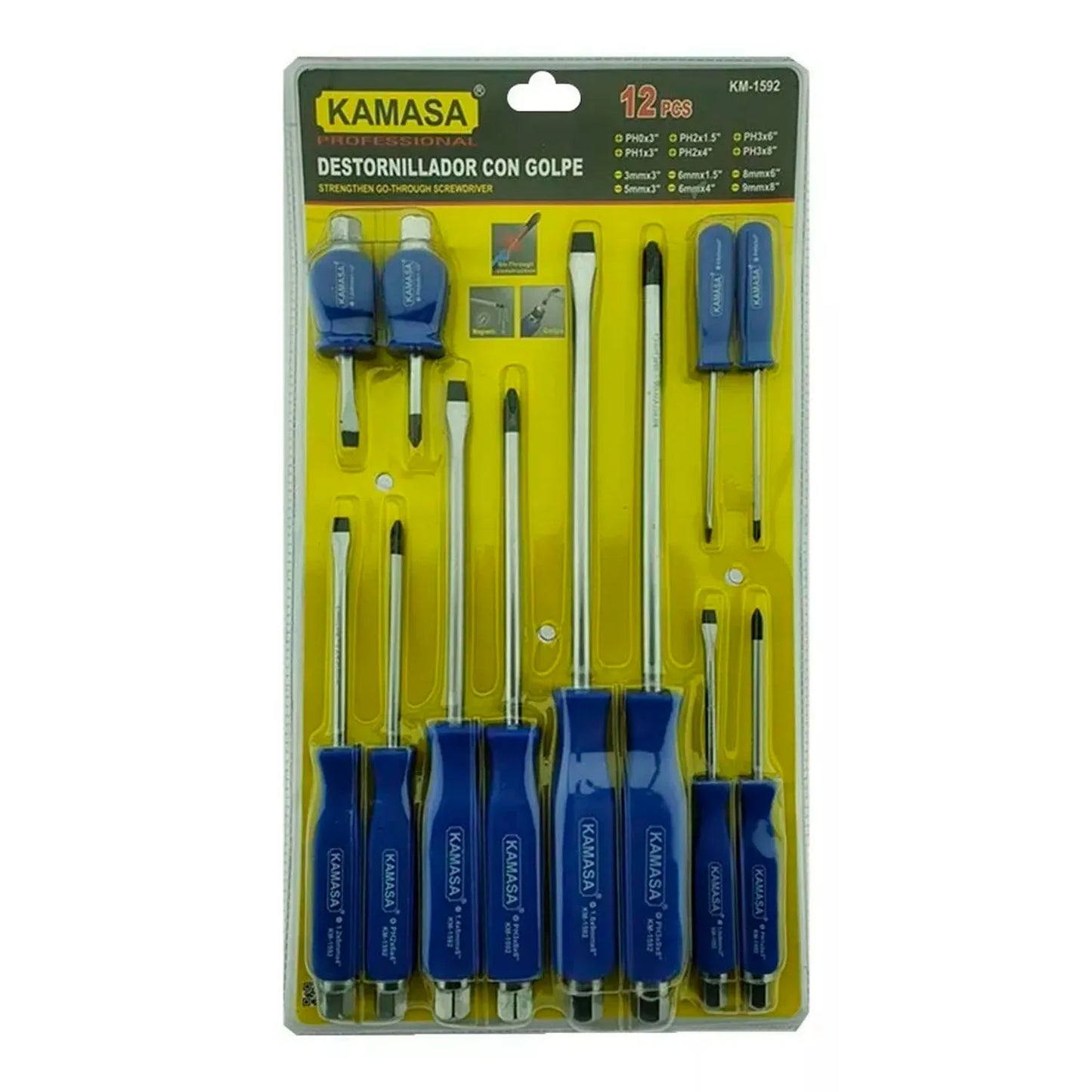 Set Juego De Destornilladores Golpe 12 Piezas Kamasa