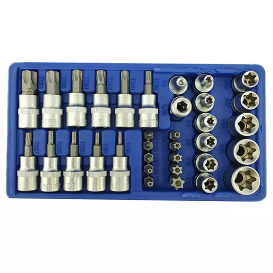 Juego de dados 34 pcs 3/8" Torx estrella Hembra y Macho